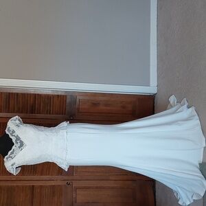 White Floral Lace Peplum Bridal Cover-up w/ Satin Buttons Sz 10